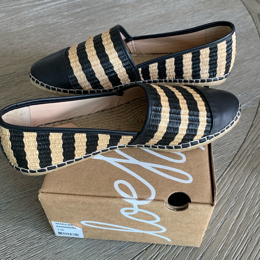 New, Loeffler Randall Mara-SWR, Black/Natural Raffia Woven shoes. Size 9.5 B.